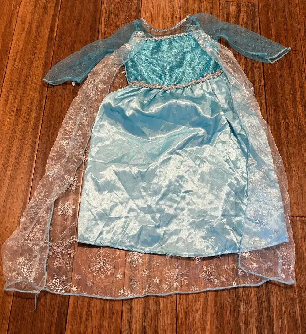 LOEL Frozen Queen Elsa Character Inspired Sequin Mesh Overlay Costume Dress 4T